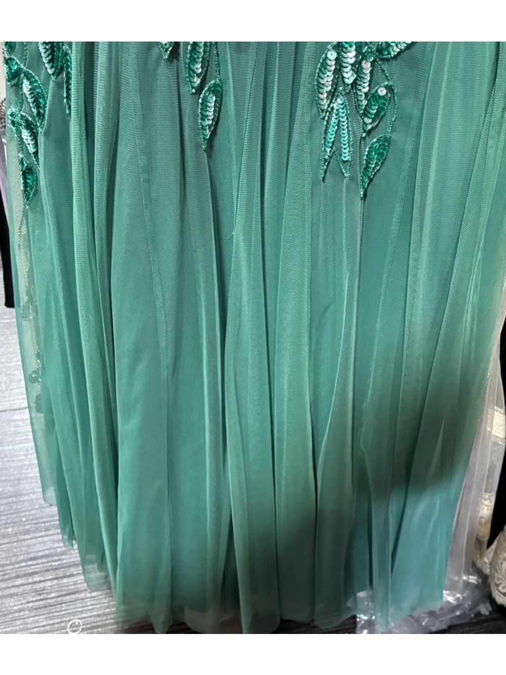 Adrianna Papell Dress SZ 6 Jade Green Beaded Sequin Gown Formal Evening NWT GALA - Picture 13 of 14